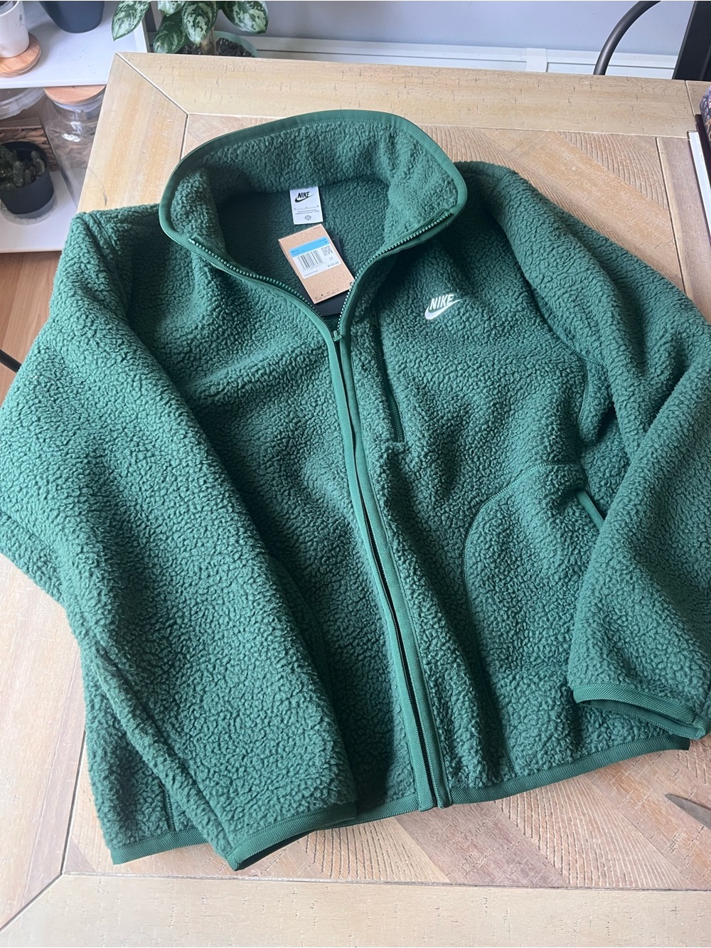 Men NIKE Green Sherpa Full-Zip Jacket
